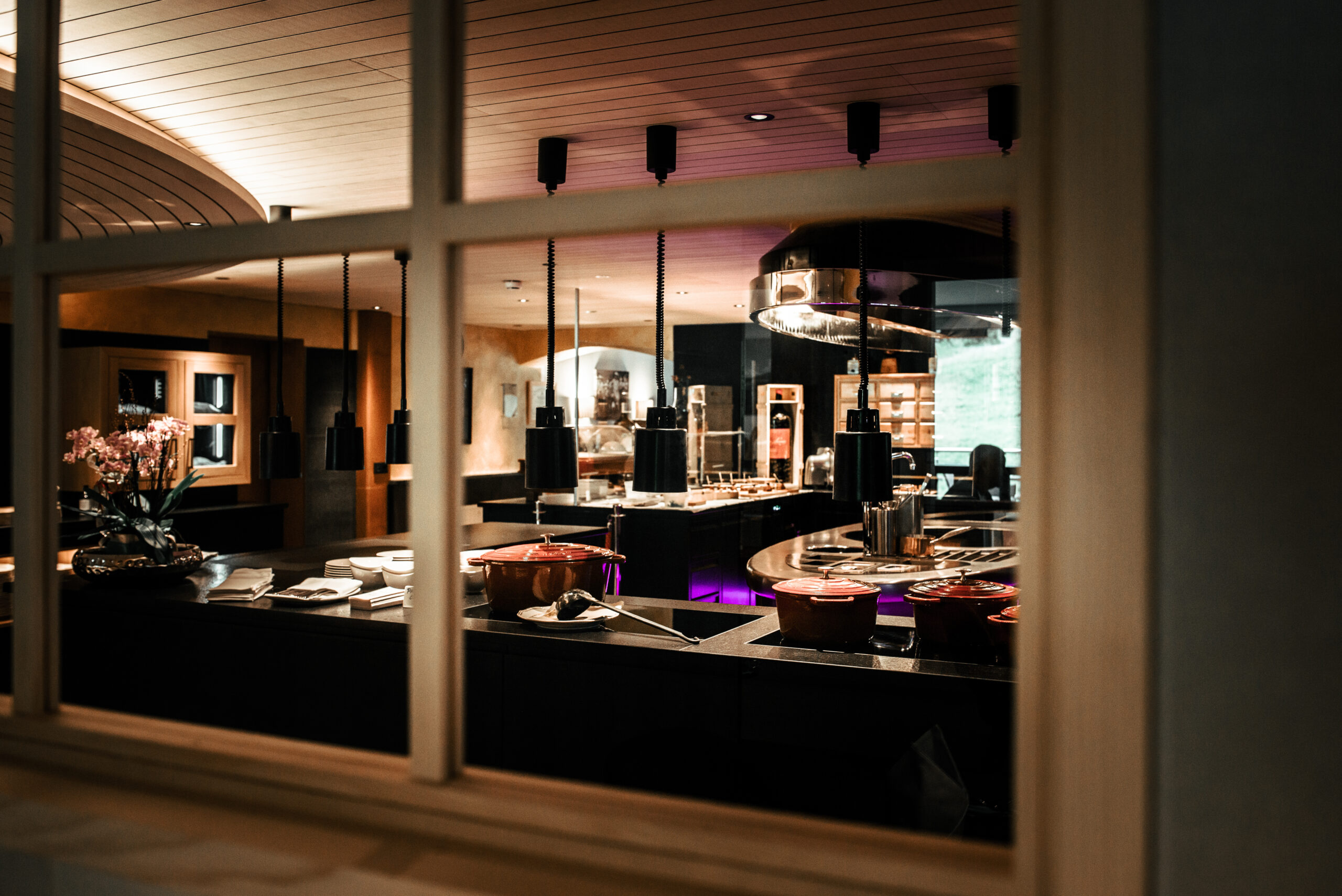 Birkenhöhe (2) Buffetbereich von FHE GASTRO mit funktionalen Wärmelampen und ergonomischen Arbeitsflächen für die Präsentation von Speisen. Die Geräte ermöglichen eine optimale Temperaturkontrolle und schnelle Bedienung.